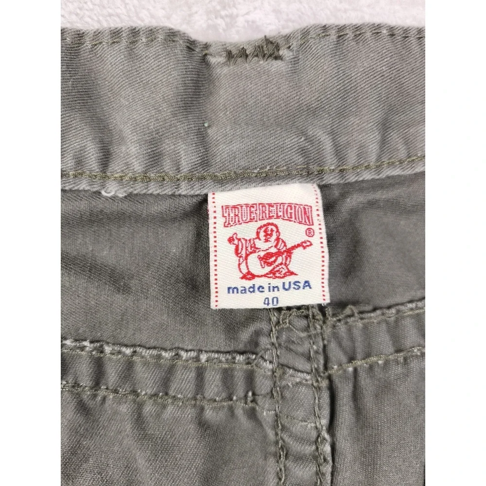 True Religion Johnny Super T Jeans Mens 40 Olive Green Flap Pocket USA